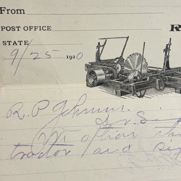 1920 R.P. Johnson Letterhead Handwritten Tractor & Trailer Wytheville VA RARE - Picture 5 of 7